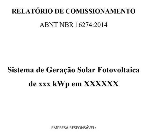 Relatório De Comissionamento Para Energia Solar 