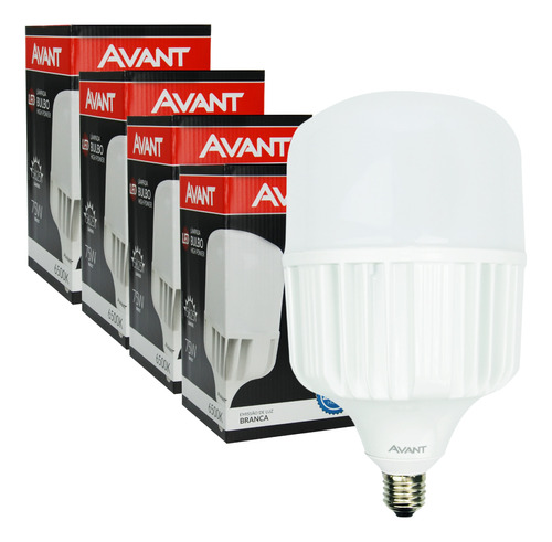 Kit4 Lâmpada Led Bulbo 75w Luz Branco Frio Galpão Industrial