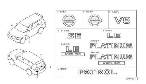 Emblema Logo Posterior Le Para Nissan Patrol Y62 Original Foto 7