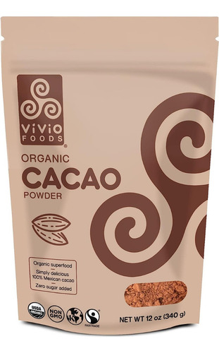 Vivio Foods Cacao Orgánico En Polvo, Cacao, 340 Gramos
