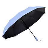 Paraguas Sombrilla Lluvia Sol Rayos Uv Reforzado Resistente Automatico Abertura Y Cierre Portatil Color Elegante  Azul Cielo Liso