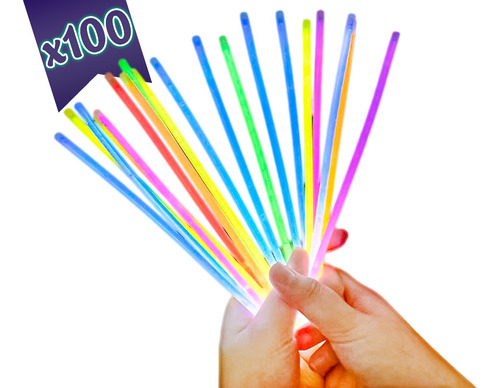 100 Pulseras Fiesta Fluor Cumpleaños Neón Brillan Oscuridad