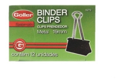 12 Prendedor De Papel Binder Clips De Metal 19mm Grampomol