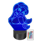 Lámpara Led Decorativa Sirenita Baby Rgb Personalizada