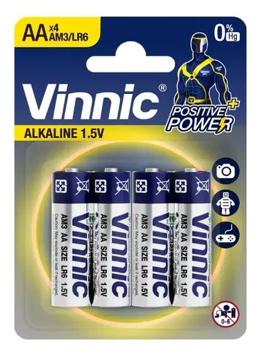 Pilas Aa Alcalinas Vinnic Blister  X 12 Unidades Clock-time