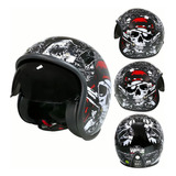 Casco Retro Vintage Para Scooter-calavera Negra