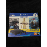 Ps4 Slim 1 Tb Pack + 5 Jogos M.física  + Nf + 1 Controle