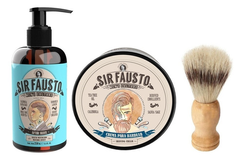 Kit Barberia Crema Afeitar+ After Shave Sir Fausto + Brocha