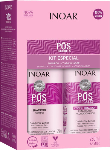 Pos Progress Shampoo Y Acondicionador Kit Inoar 250 Ml C/u