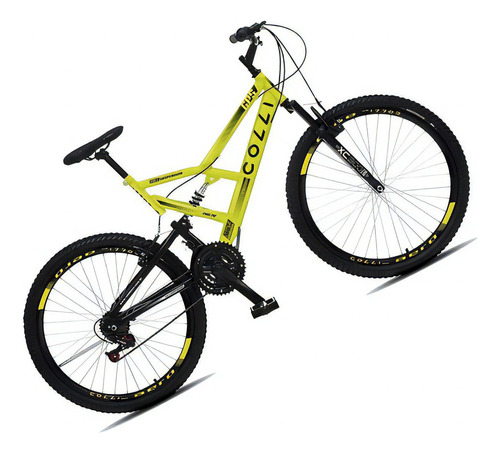 Bicicleta Colli Gps 148 Aro 26 21 Marchas Dupla Suspensao Cor Amarelo Tamanho Do Quadro 18