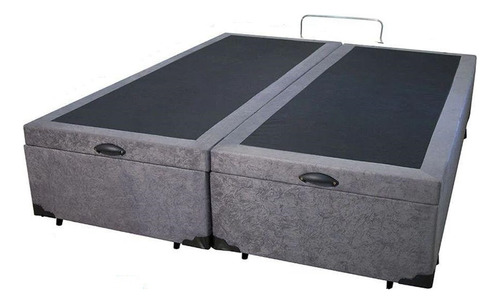 Cama Box Baú Casal Bipartido Blindado Suede Cinza