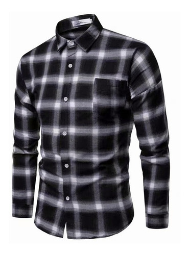 Camisa Manga Larga Cuadros Hombre Slim Fit Caballero