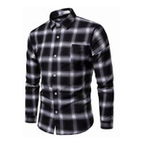 Camisa Manga Larga Cuadros Hombre Slim Fit Caballero