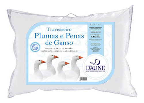 Travesseiro Daune 30% Penas E 70% Plumas De Ganso - Branco 