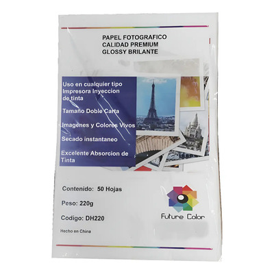 Papel Tabloide Foto Glossy Foto 220gr 100 Hjs Doble Carta Color Blanco | MercadoLibre