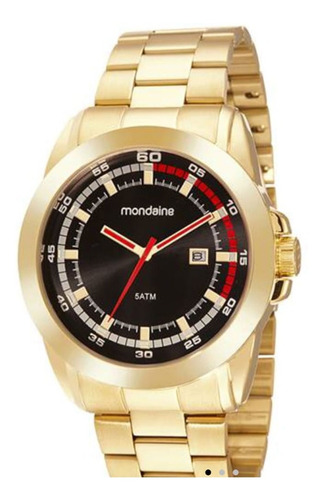 Relógio Mondaine Masculino Dourado Nfe Original Presente