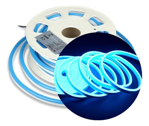 Manguera Luces Neon Led Flexible Color Fijo 1 Mts Celeste