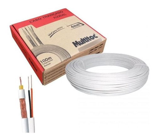 2caixa Cabo Coaxial 4mm Cftv Bipolar 80% Malha 100m Multitoc