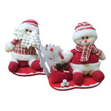 Boneco De Papai Noel Pelucia Base Madeira Natalino 