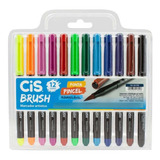 Caneta Cis Brush Pen Aquarelável 12 Cores