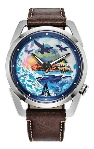 Reloj Citizen Avatar Pandora Aw2060-02w Hombre Ts Color De La Correa Café Color Del Bisel Plateado Color Del Fondo Azul