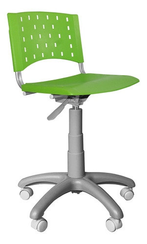 Cadeira Giratória Plástica Verde Base Cinza - Ultra Móveis