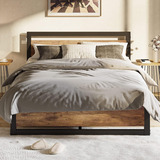 Base De Cama King Con Cabecera Y Estribo De Madera, Platafor