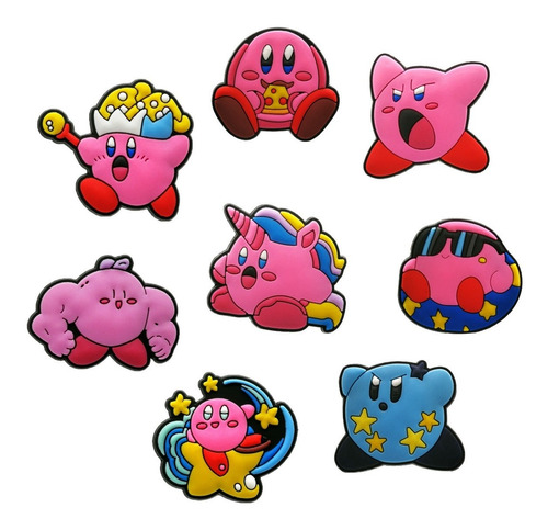 8 Imanes De Kirby De Pvc Para Refrigerador 3 Cm Nintendo