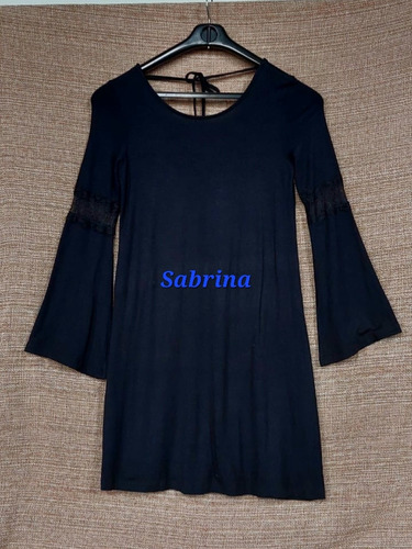 Vestido Sabrina Negro Manga Larga Spandex Talle 38 / S
