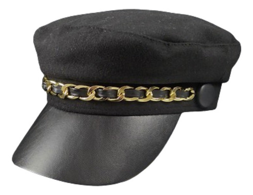 Boina Gorra Sombrero Detalle Eco Cuero Capitán Mujer Hombre