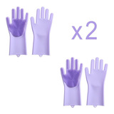 Pack X2 Pares De Guantes De Silicona P/lavar Cocina Baño