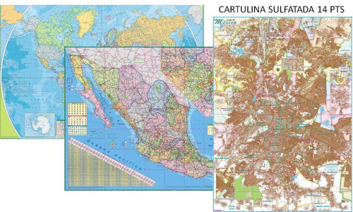 3 Mapas Mapamundi Mapa México Mapa Cdmx Cartulina