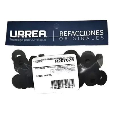 Kit 50 Empaque Plano Vástago Urrea Regadera R207025 Negro Mate | Envío gratis