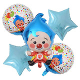 Juego 5 Globos Metálico Caricatura Payaso Plim Plim Fiesta 