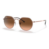 Óculos De Sol Feminino Ray-ban Jack Rb3565 9035/a5 51 Cor Marrom Armação Bronze Haste Bronze Lente Marrom Desenho Redondo