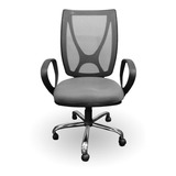 Silla Escritorio Oficina Pc Alma Casco Negro,base Cromada