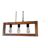 Lampara Colgante Desayunador Nordico Vintage 3 Luces Madera