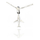 Collar Charm Avion Plata .925 Regalo Amor Viajes Aniversario