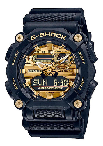 Reloj Casio G-shock Ga-900ag-1adr Hombre Color De La Correa Negro Color Del Bisel Negro Color Del Fondo Dorado