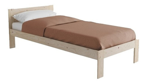 Cama Sencilla En Madera Natural Maciza 100 X 190 Ref: Lore