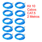 Kit 10 Cabos De Rede Cftv Cat5 2 Metros Prontos Pra Uso