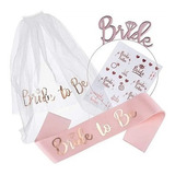 Pack Cotillón Novia Bride (velo, Tatuaje, Banda, Cintillo)