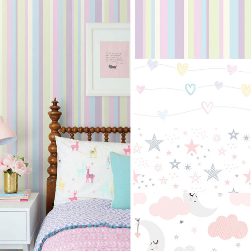 Papel De Parede Adesivos Decorativos Quarto Infantil Menina