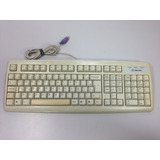 Teclado Antigo Positivo Ps2 Mini Din Retro Pc Computador Ok