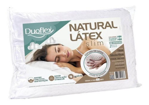 Travesseiro Duoflex Natural Látex Slim, 50x70 Perfil Baixo
