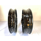 Par Rodas Nx Falcon Super Motard Pretos Aros 17 + Raios 4mm