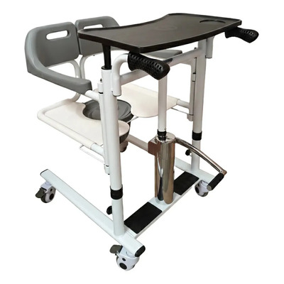 Silla De Ruedas De Transferencia Con Elevación Hidráulica Infinity Para Traslado De Pacientes Color Gris Incluye Cómodo Desmontable | Envío gratis