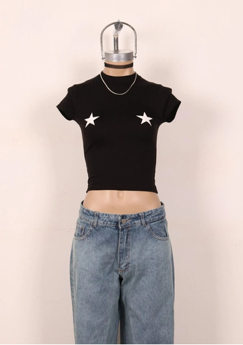 Remera Baby Tee Crop Top Estrellas Star Chiquitas Aesthetic