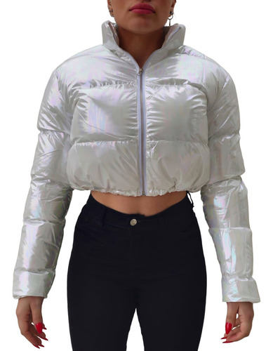 Campera Puffer Mujer Corta Metalizada Abrigo Importada Moda