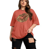 Camiseta Oversized Blusa Plus Size Animal Print Life Style